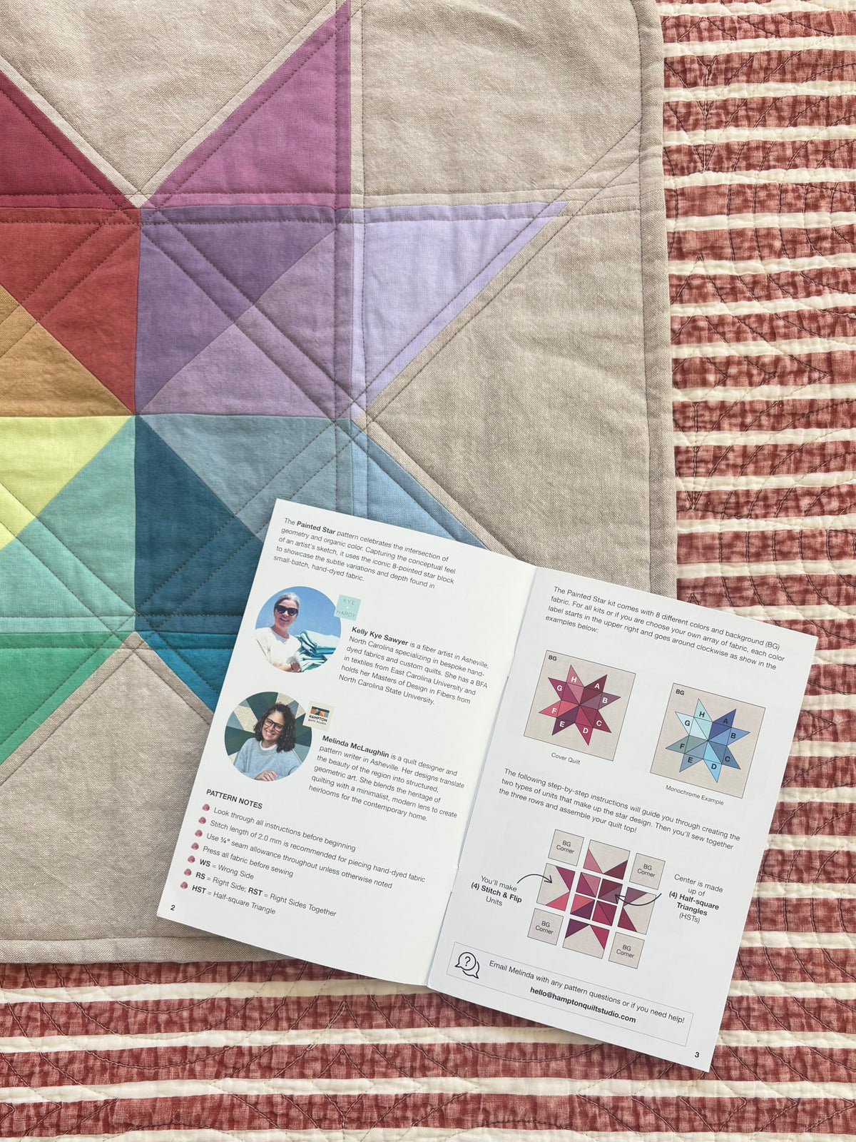 PINKS Painted Star Quilt Pattern and Kit